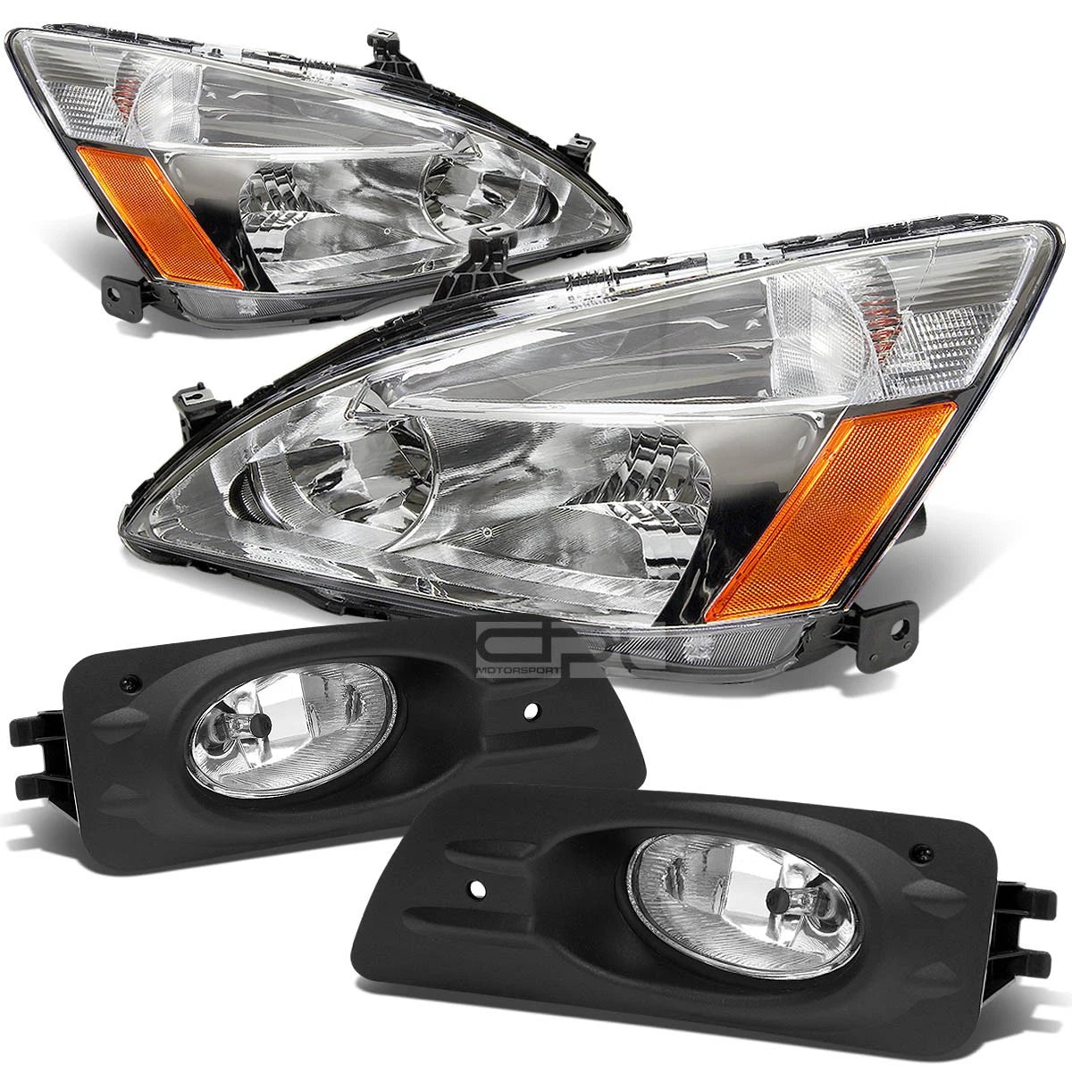 Clear Housing Amber Corner Head Lamps + Chrome Fog Lights for Accord (2006–2007)