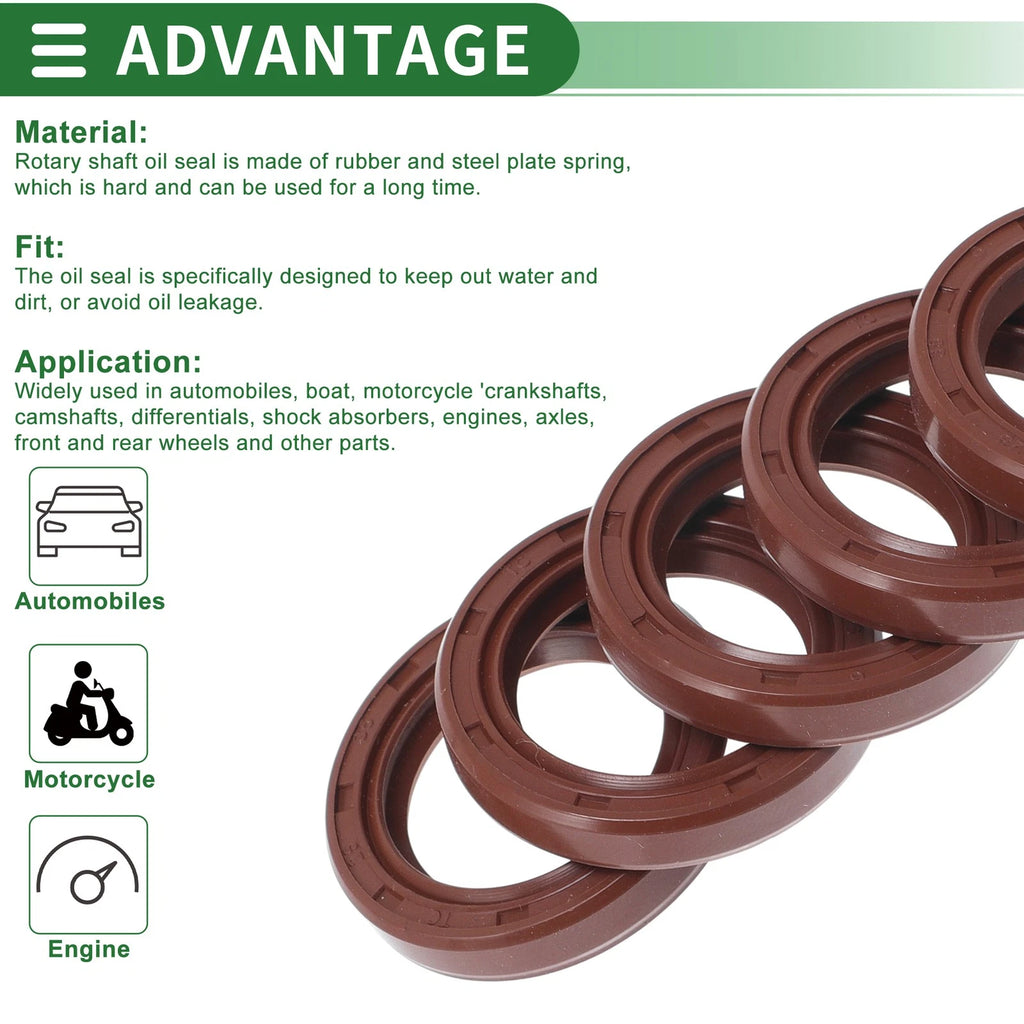 Set of 5 Oil Seal Rotary Shaft Seal FKM Rubber 25x35x6mm