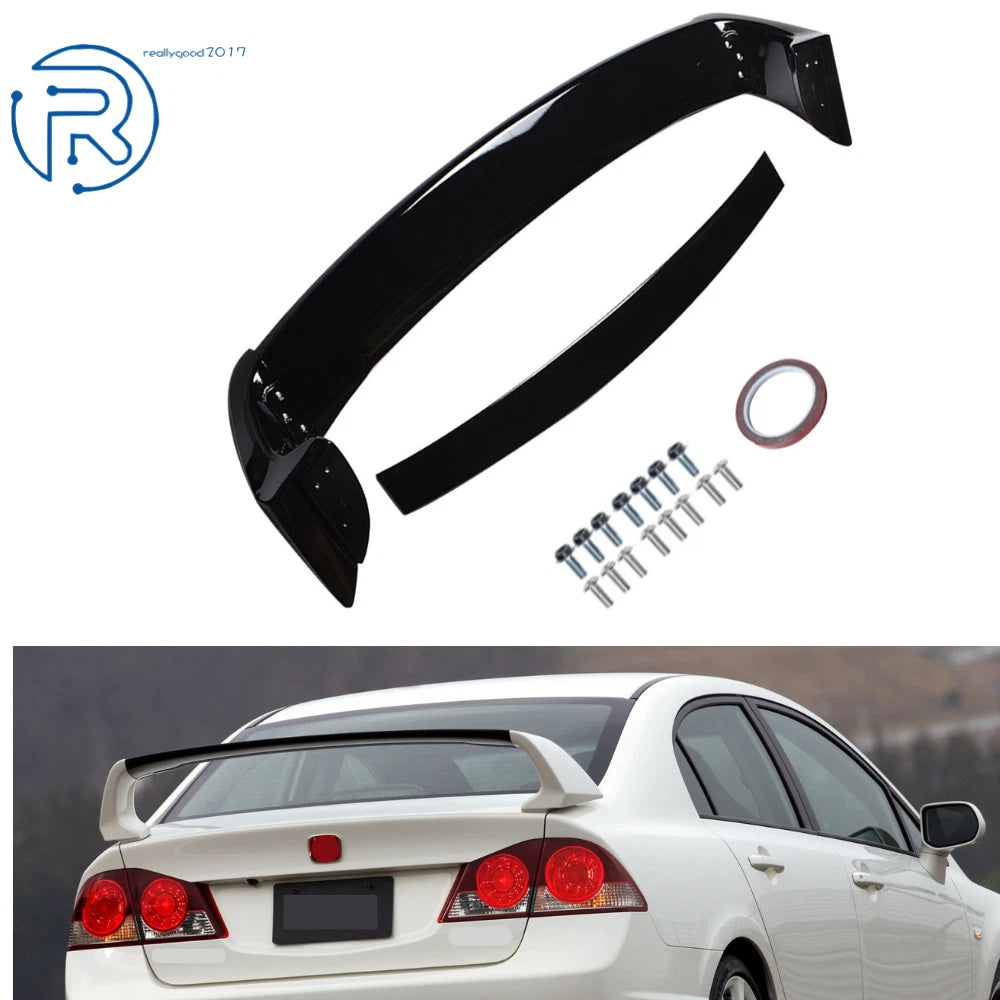 Trunk Spoiler Wing for Honda Civic (2006–2011) Glossy Black Sedan