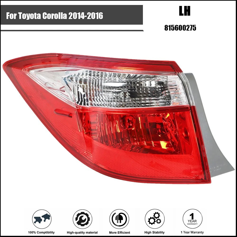 Driver Side Tail Light Assembly for Toyota Corolla (2014–2016)