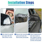 Pair Door Wing Rearview Side Mirror Cover Cap Carbon Fiber Pattern for BMW