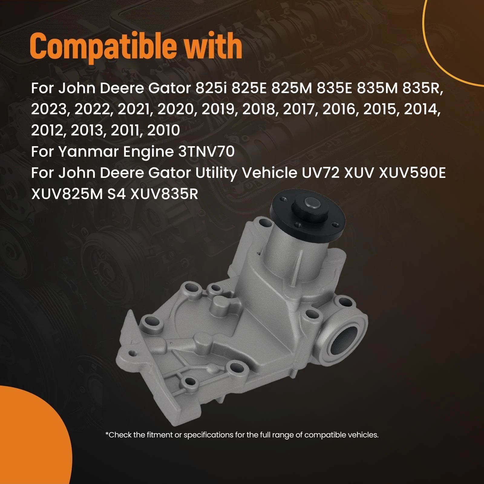 Engine Coolant Water Pump for John Deere Gator 835M 835R (2010–2023)