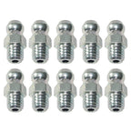Pack of 10 M6x1 Oil Nipples for Lathes - Rounded Design, Zinc Plated