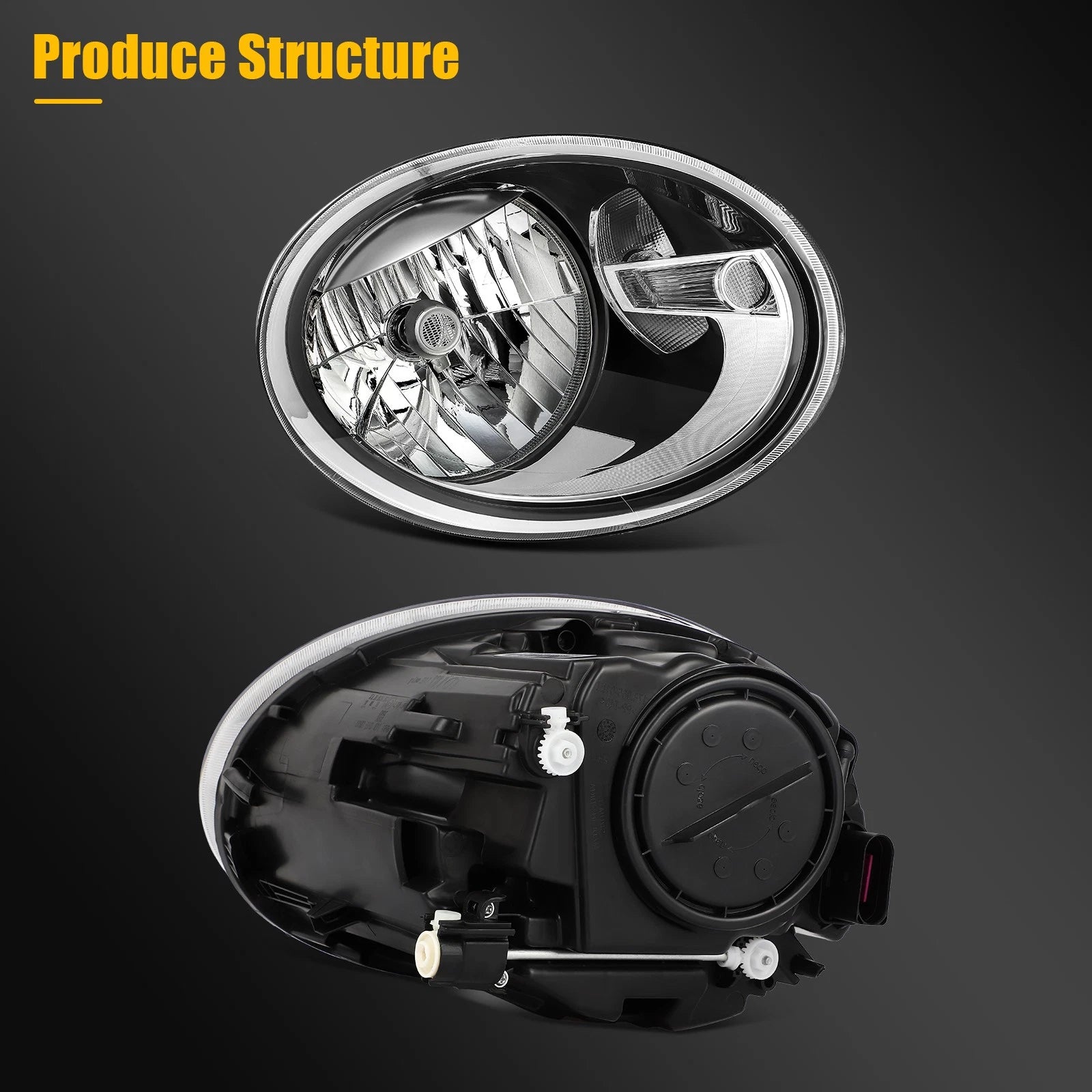 Headlight Assembly for Volkswagen Beetle (2012–2019) Black Housing Right
