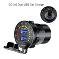 36W Dual USB Fast Charger Socket with LED Voltmeter for Cars (12-24V)