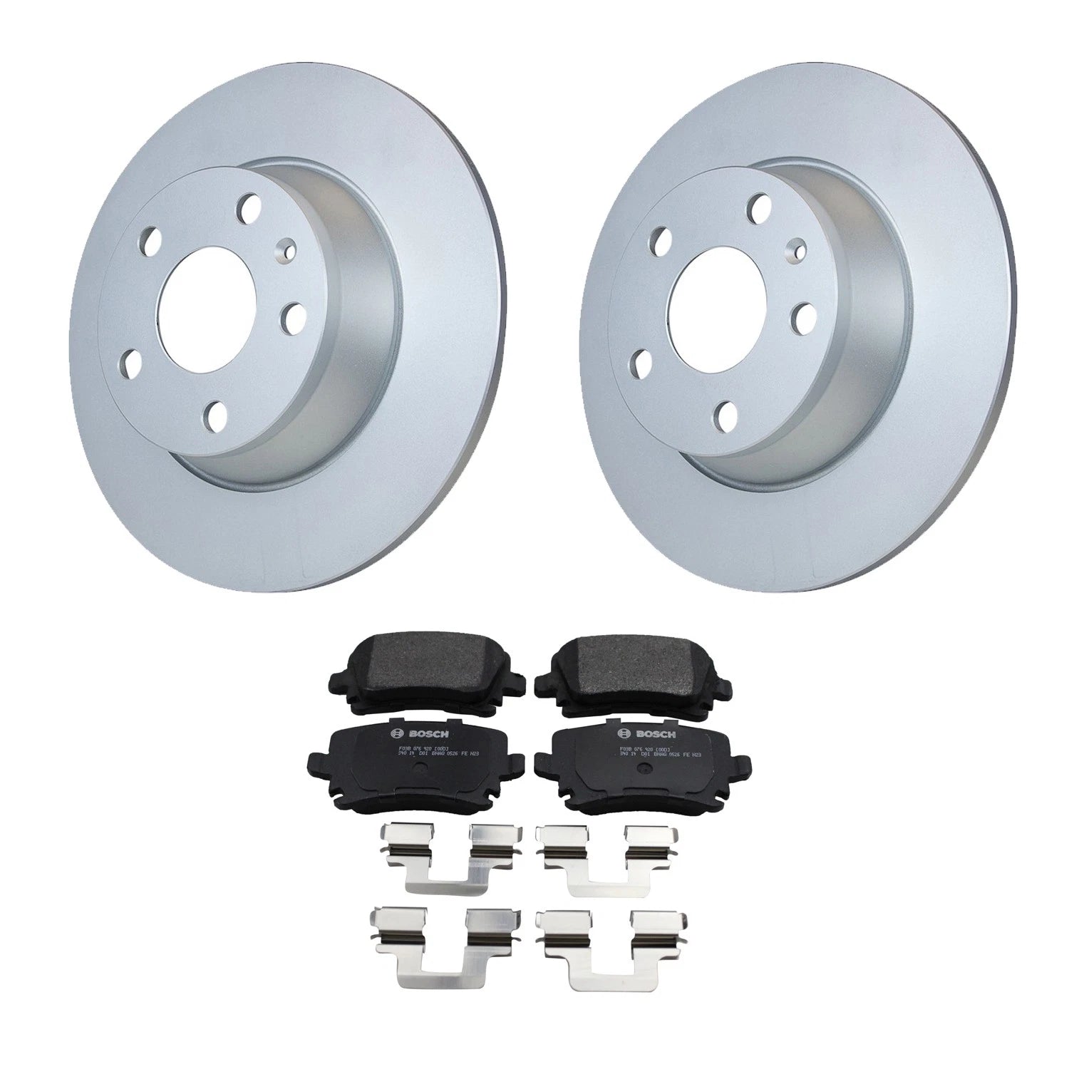 Hella Rear Solid Rotors & Bosch QuietCast Brake Pads Kit for Audi TT Quattro
