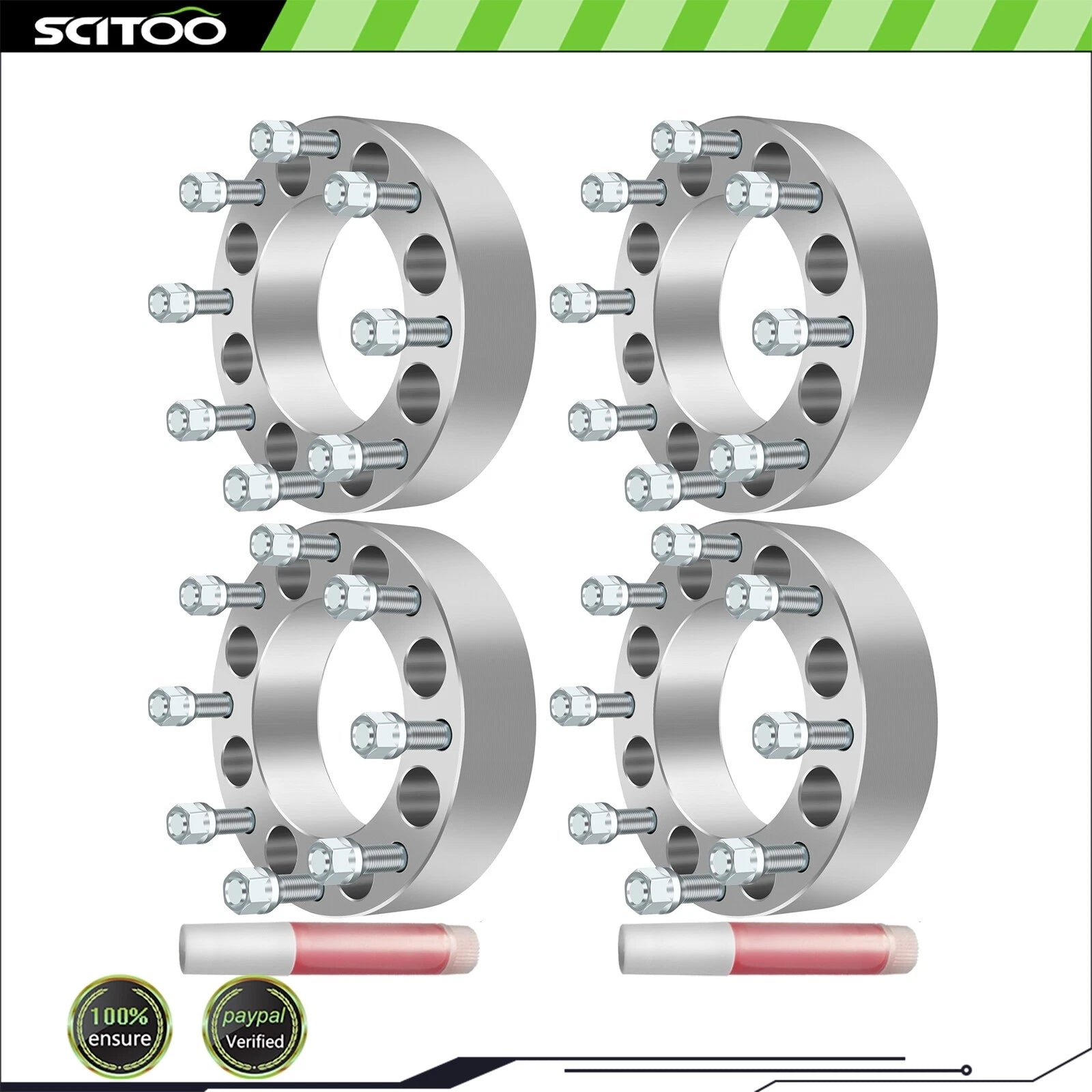 4X 2" Wheel Adapters 8x6.5 to 8x180 14x1.5 for GMC Sierra, Chevy Silverado 2500HD (2001–2023)