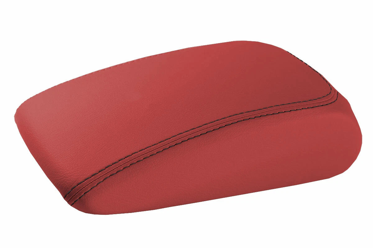 Leather Console Lid Armrest Cover for Audi A3 (2015–2020) Red Black Stitch