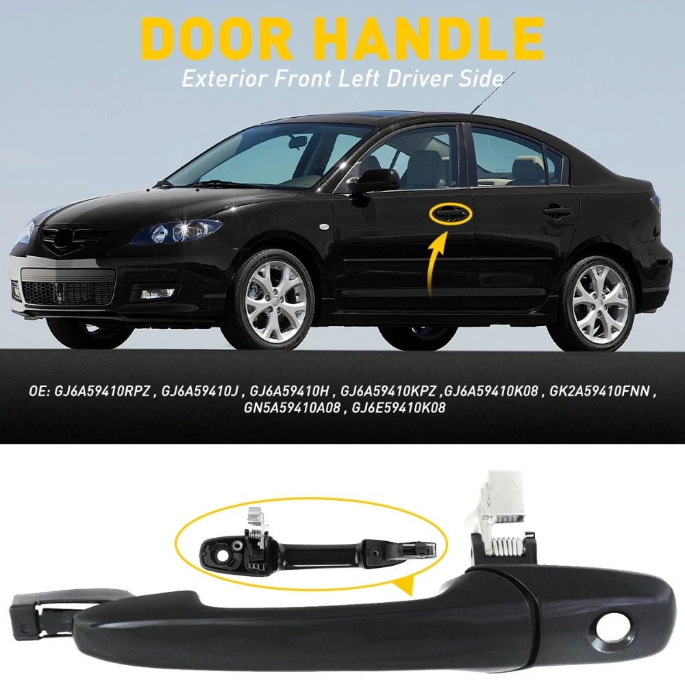 Outside Door Handle for Mazda 3 6 CX-7 CX-9 RX-8 (2004–2020) - Smooth Black