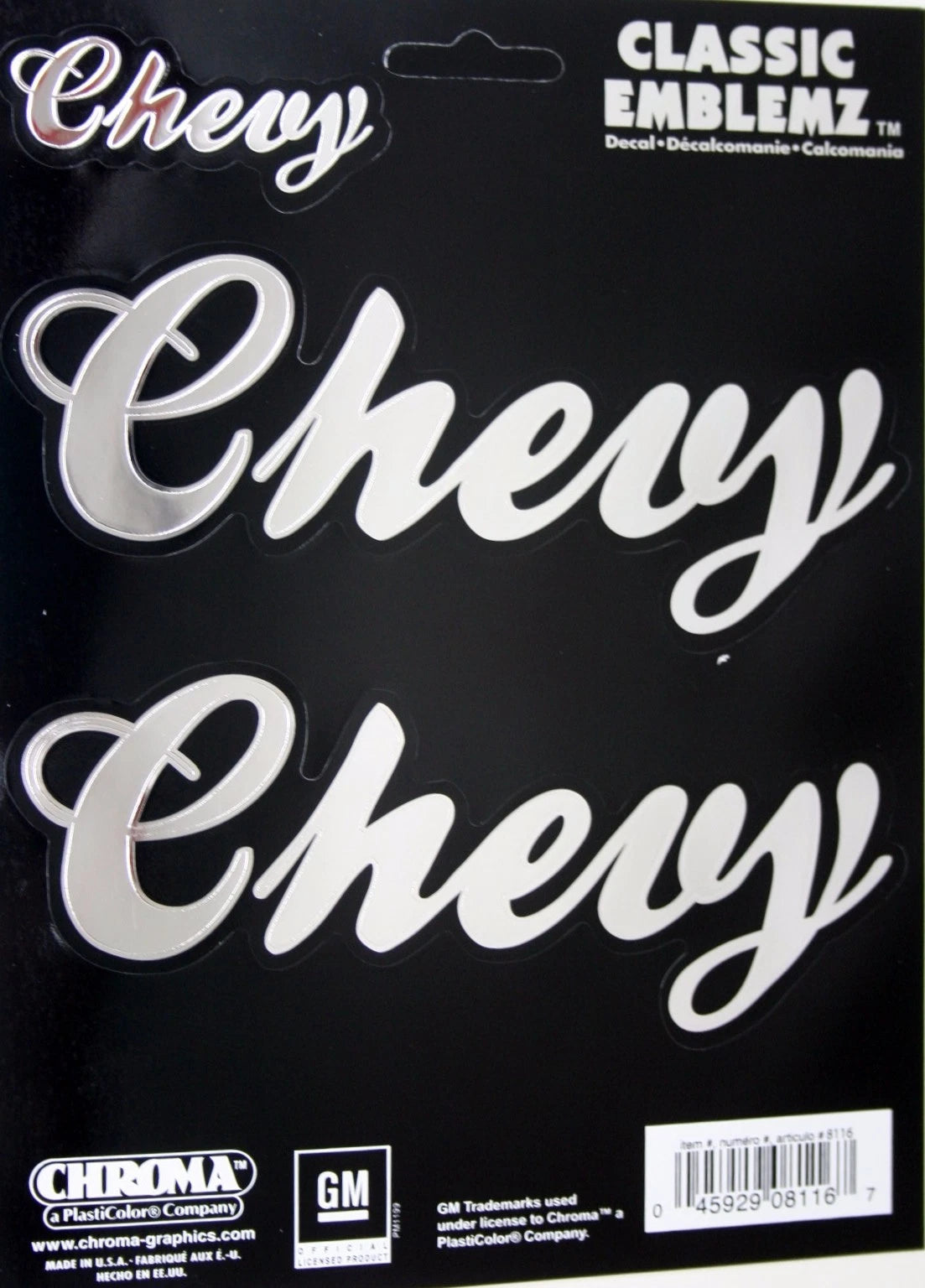 Chevy Script Logo Chrome Decal Sticker for Chevrolet Truck (GM SS)