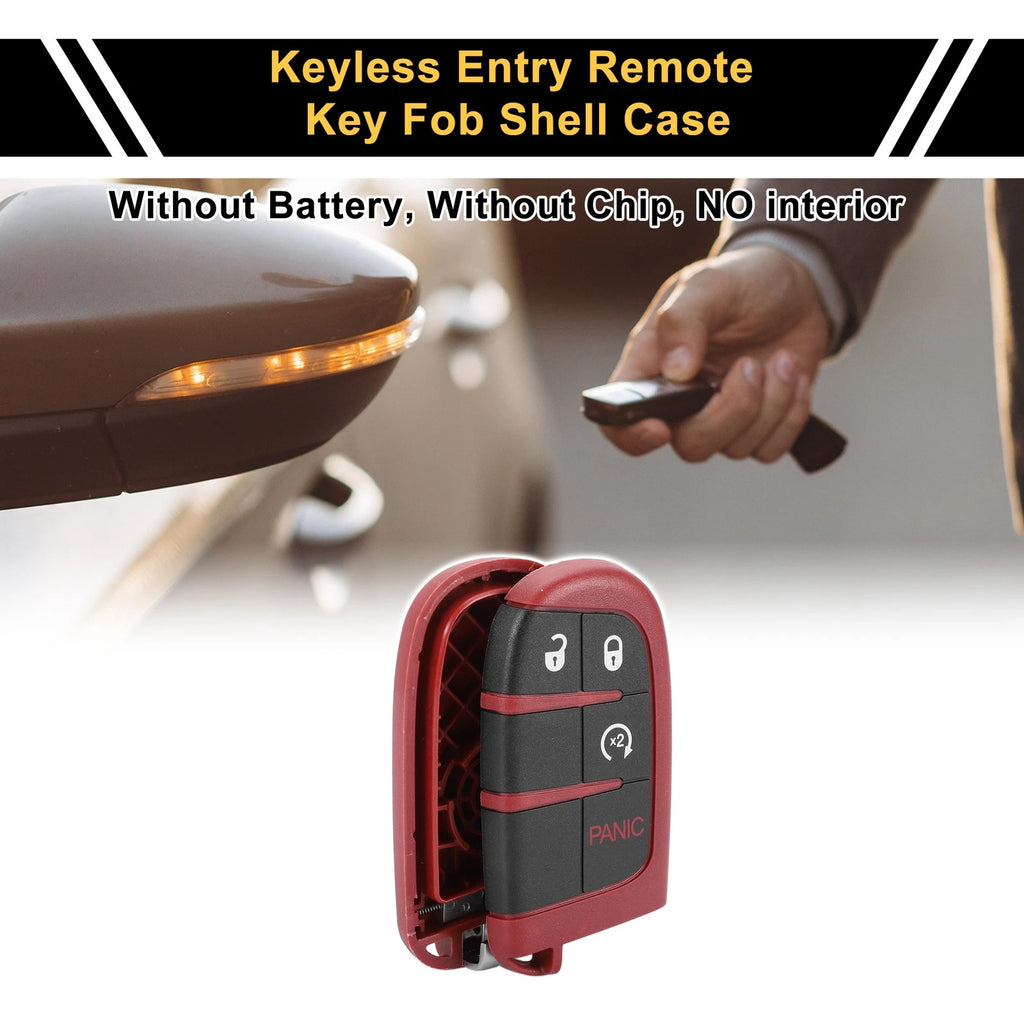 Set of 4 Key Fob Shell Cases for Dodge Charger (2020) Black Red