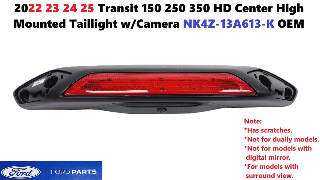 Center High Taillight w/Camera for Ford Transit 150 250 350 HD (2022–2025) NK4Z13A613K