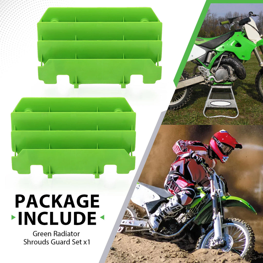 2X Radiator Guards for Kawasaki KX125 KX250 (1994–2005) Green