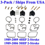 3-Pack Carburetor Rebuild Kit for Yamaha Outboard 40Hp/50Hp (1989–2009)