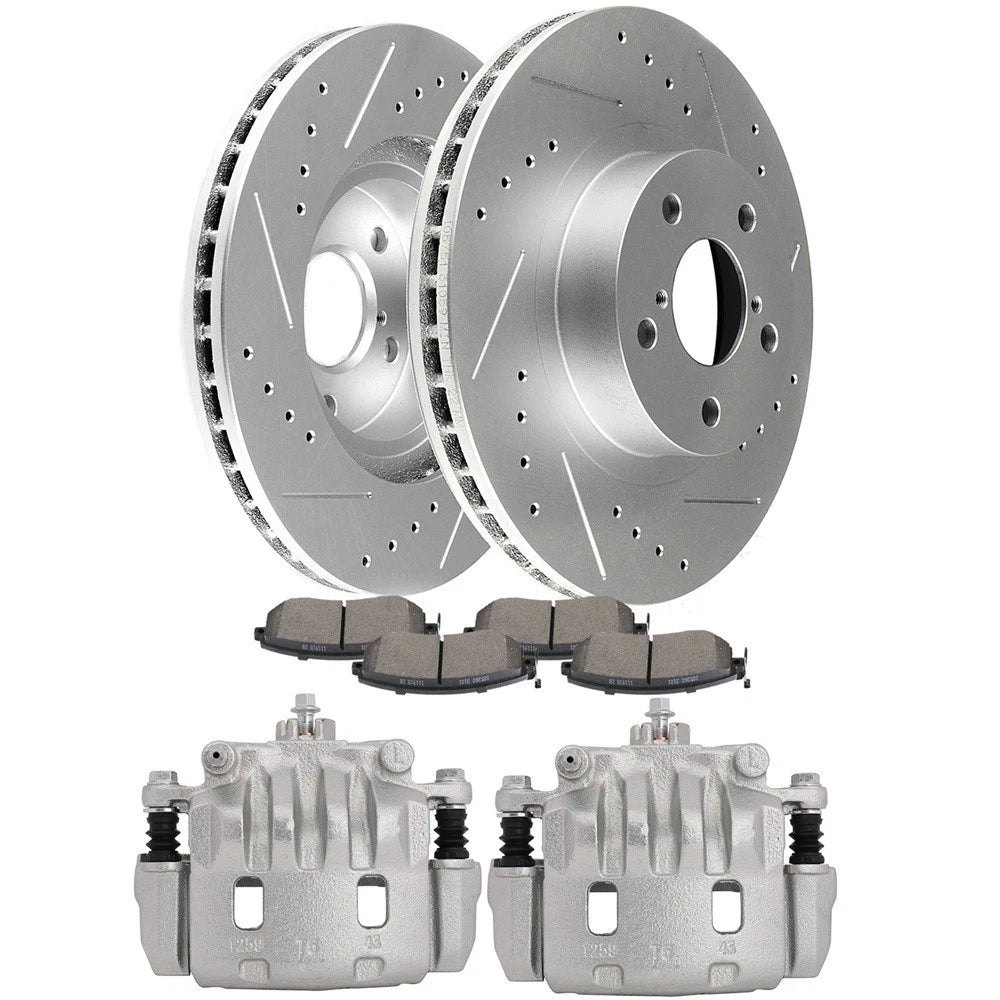 Set of 8 Front Brake Calipers Rotors Pads for Subaru Impreza