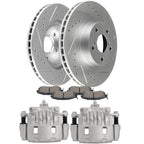 Set of 8 Front Brake Calipers Rotors Pads for Subaru Impreza