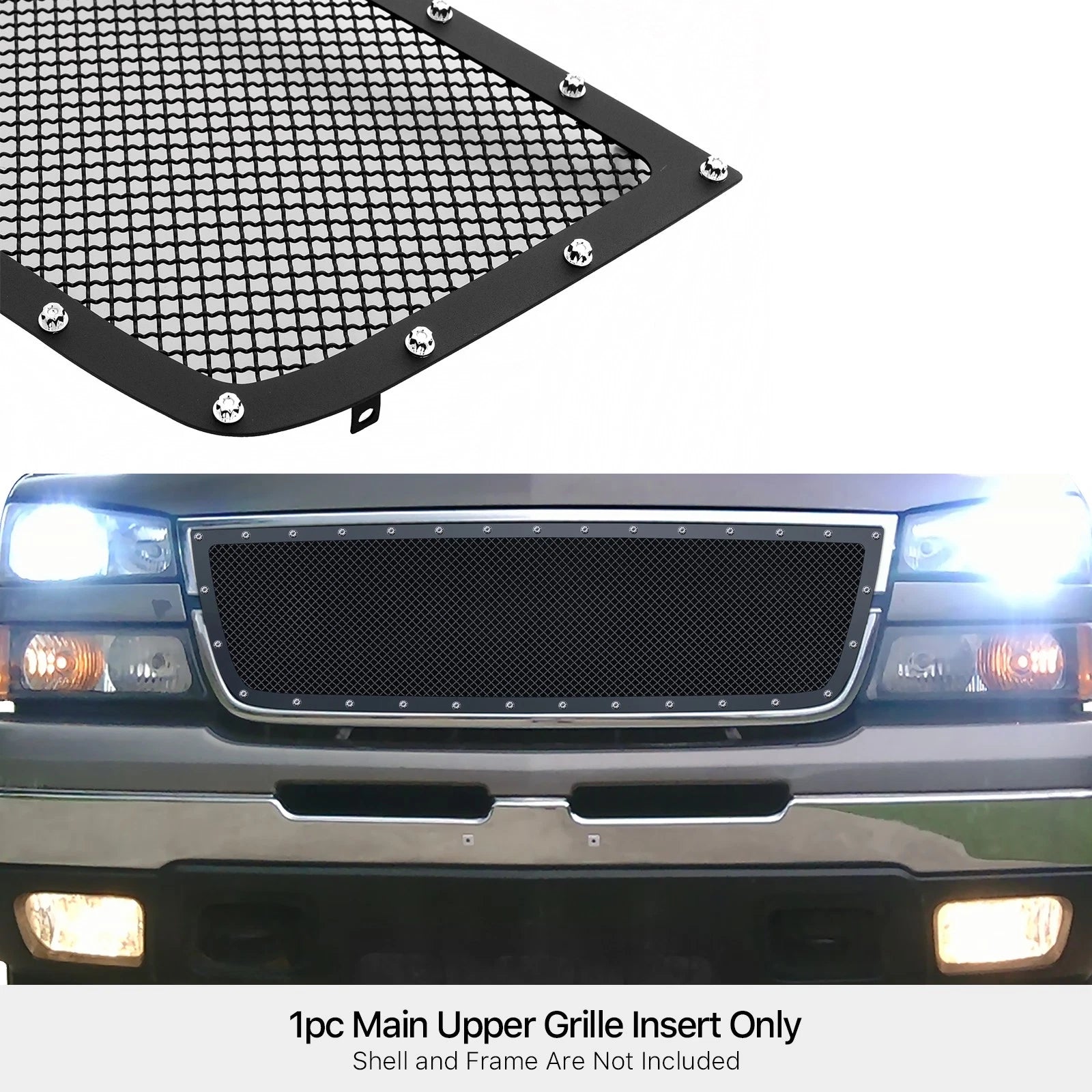 Stainless Black Mesh Grille Insert for Chevy Silverado 1500HD (2005-2006)