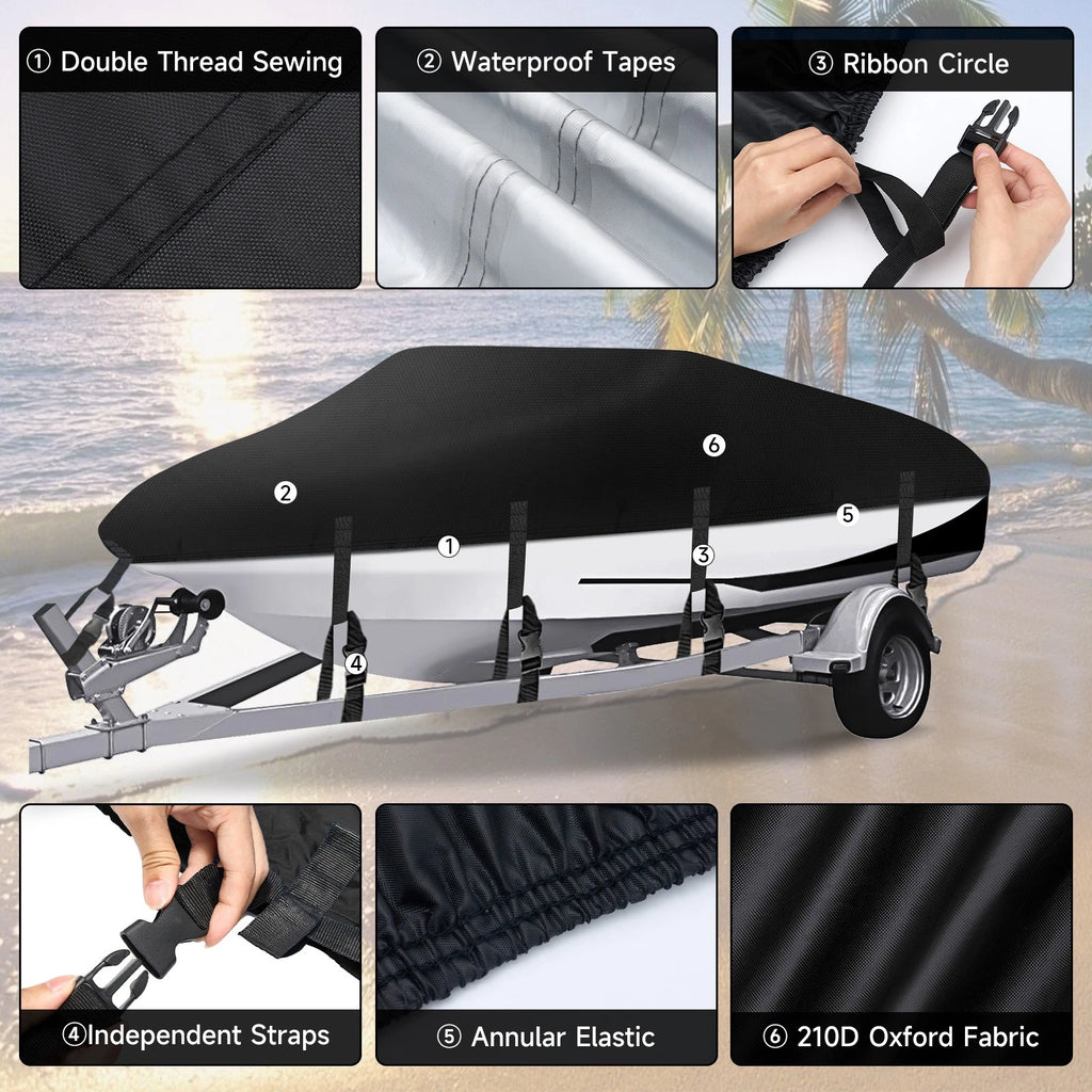 Heavy Duty Boat Cover for V-Hull Runabout (20FT–22FT) Waterproof Marine Grade