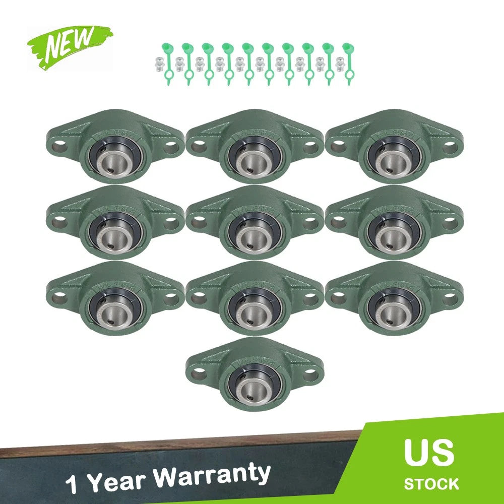 Set of 10 Pillow Block Flange Bearings for UCFL204 (3/4" Bore)