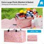 Extra Large Waterproof Picnic Blanket with Storage Box