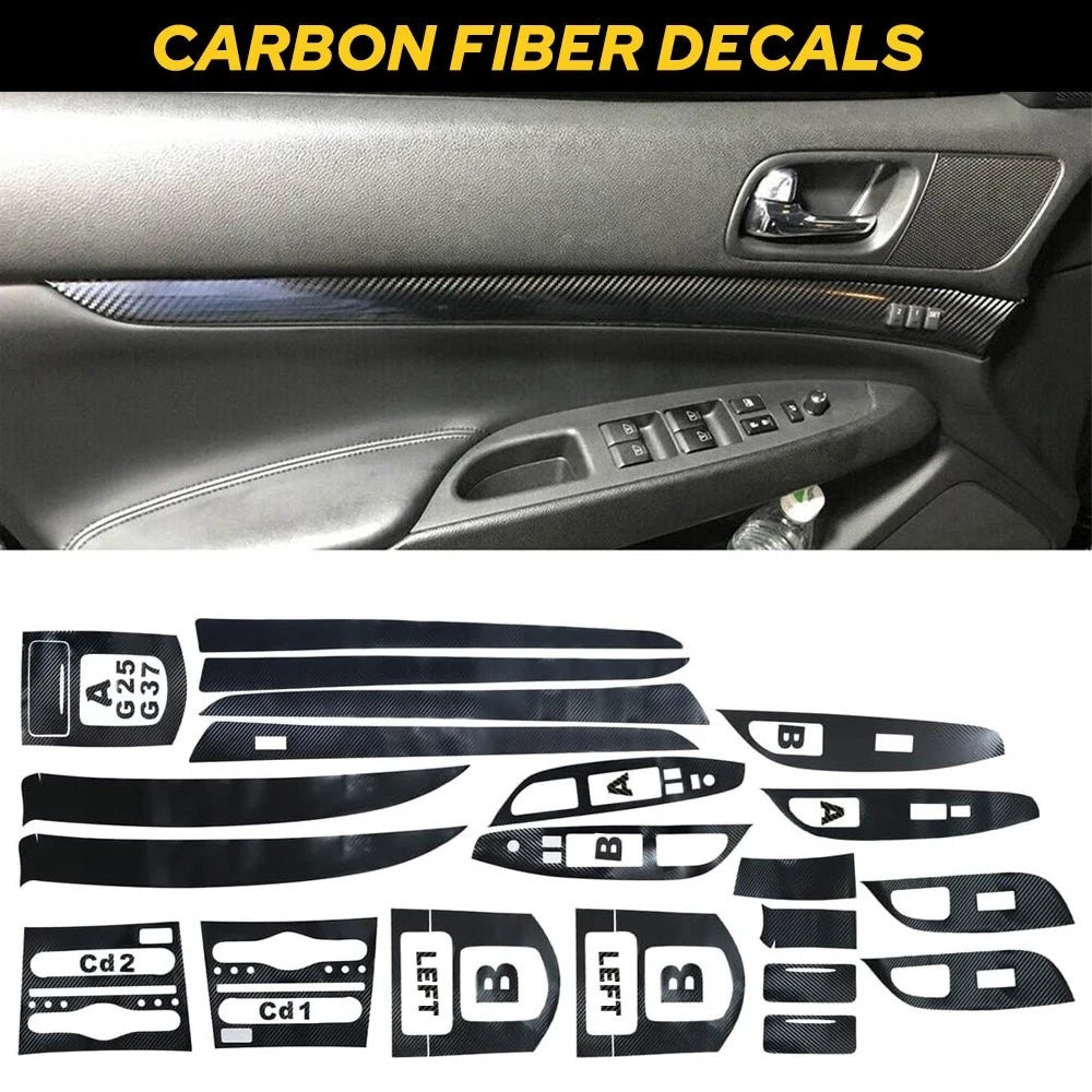 Carbon Fiber Interior Trim Decals for Infiniti G25 G37 (2010–2016)