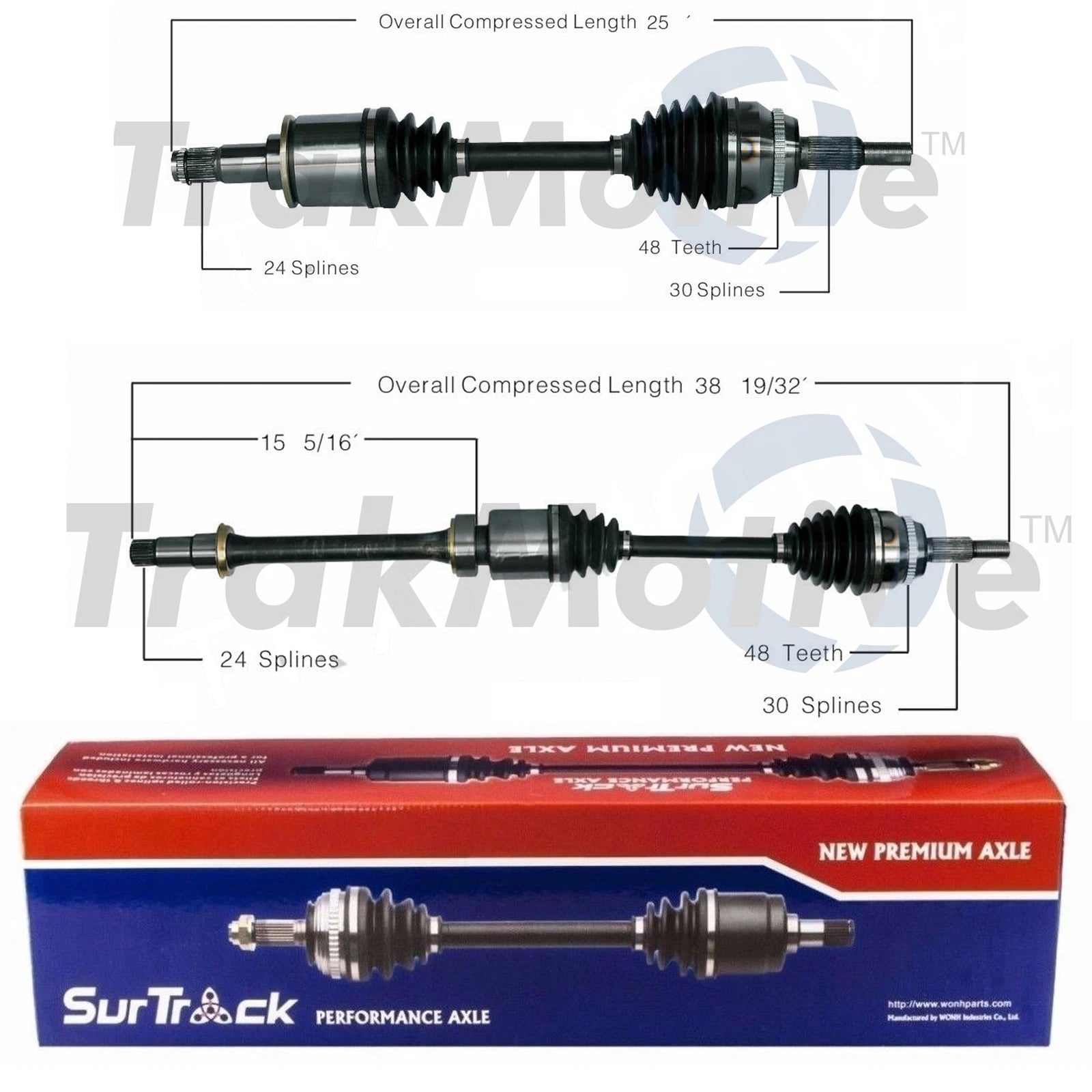 Set of 2 Front CV Axle Shafts for Lexus RX400h, Toyota Highlander (2006–2010)