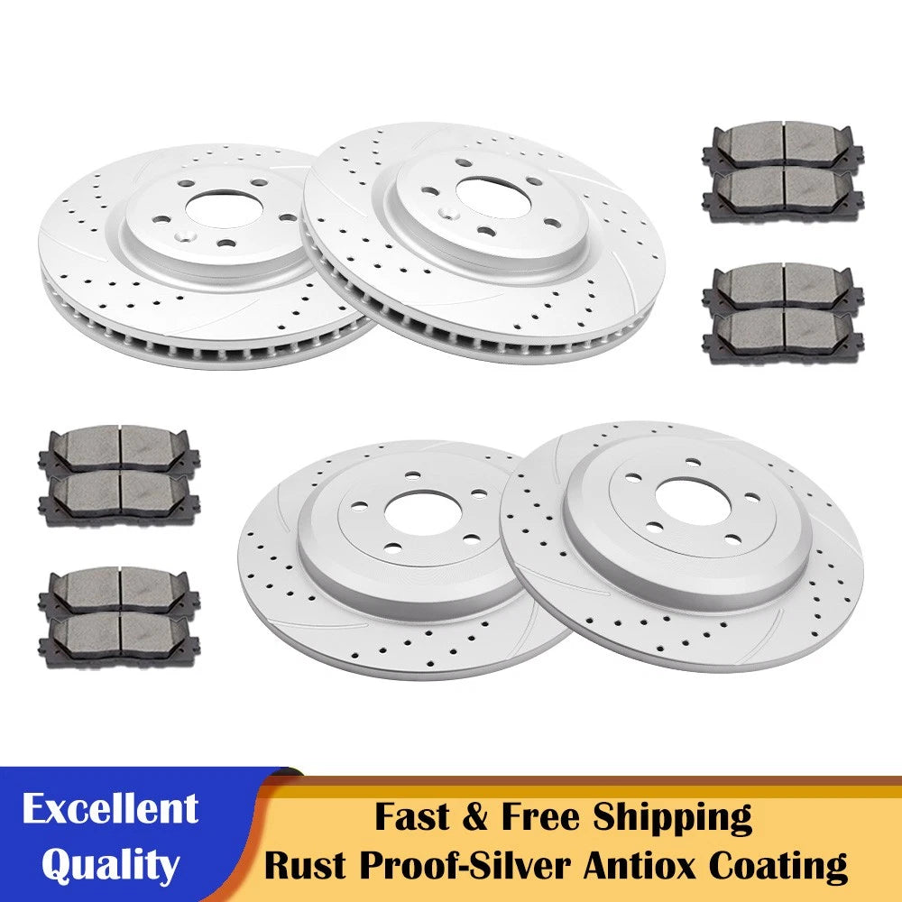 Drilled Rotors and Brake Pads Kit for Ford Flex Taurus Explorer (2009–2019)