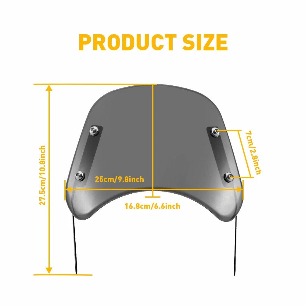 Smoke Windshield for Universal Motorcycle (5-7" Round Headlight)