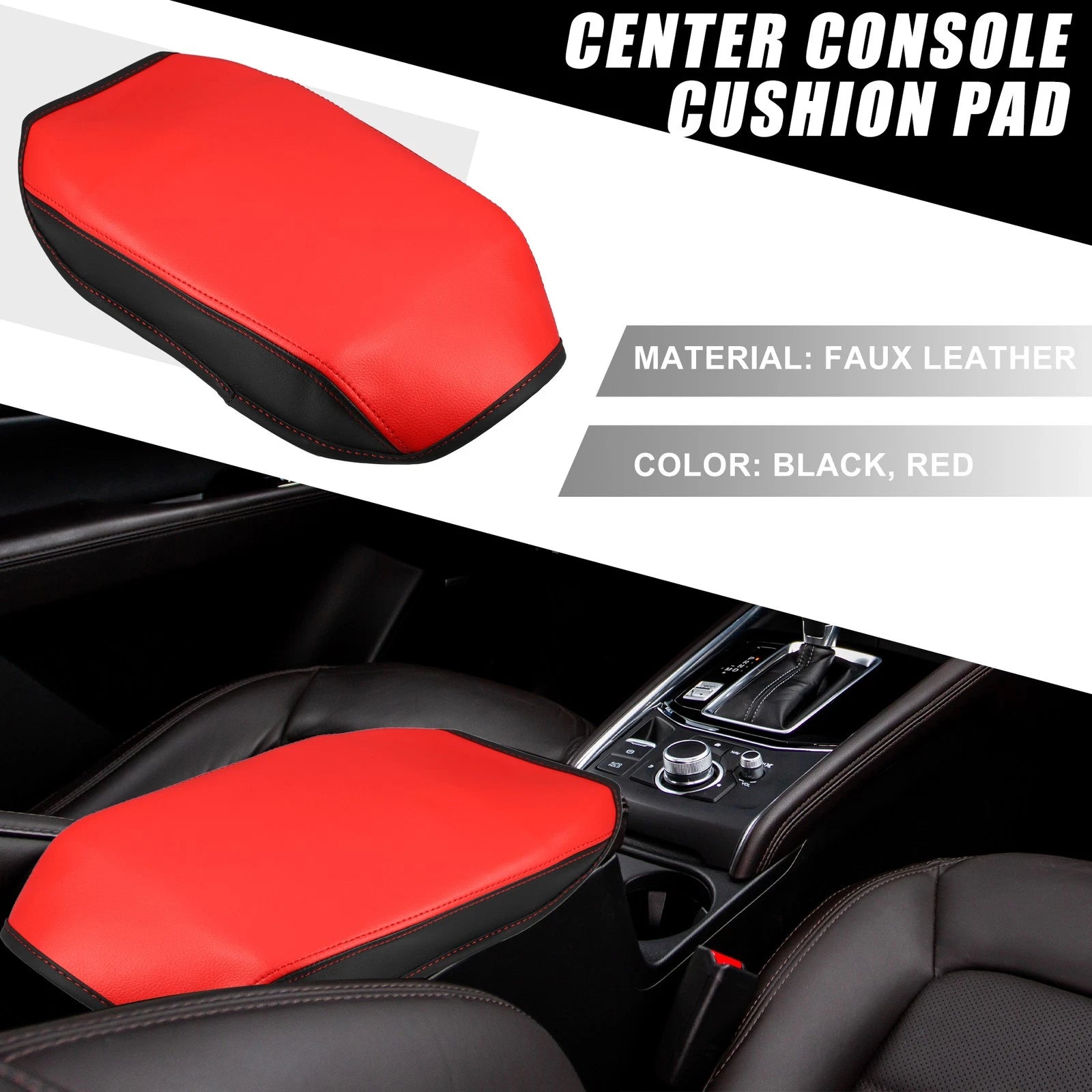 Center Console Armrest Cover for Mazda CX-5 (2017–2023) Black Red