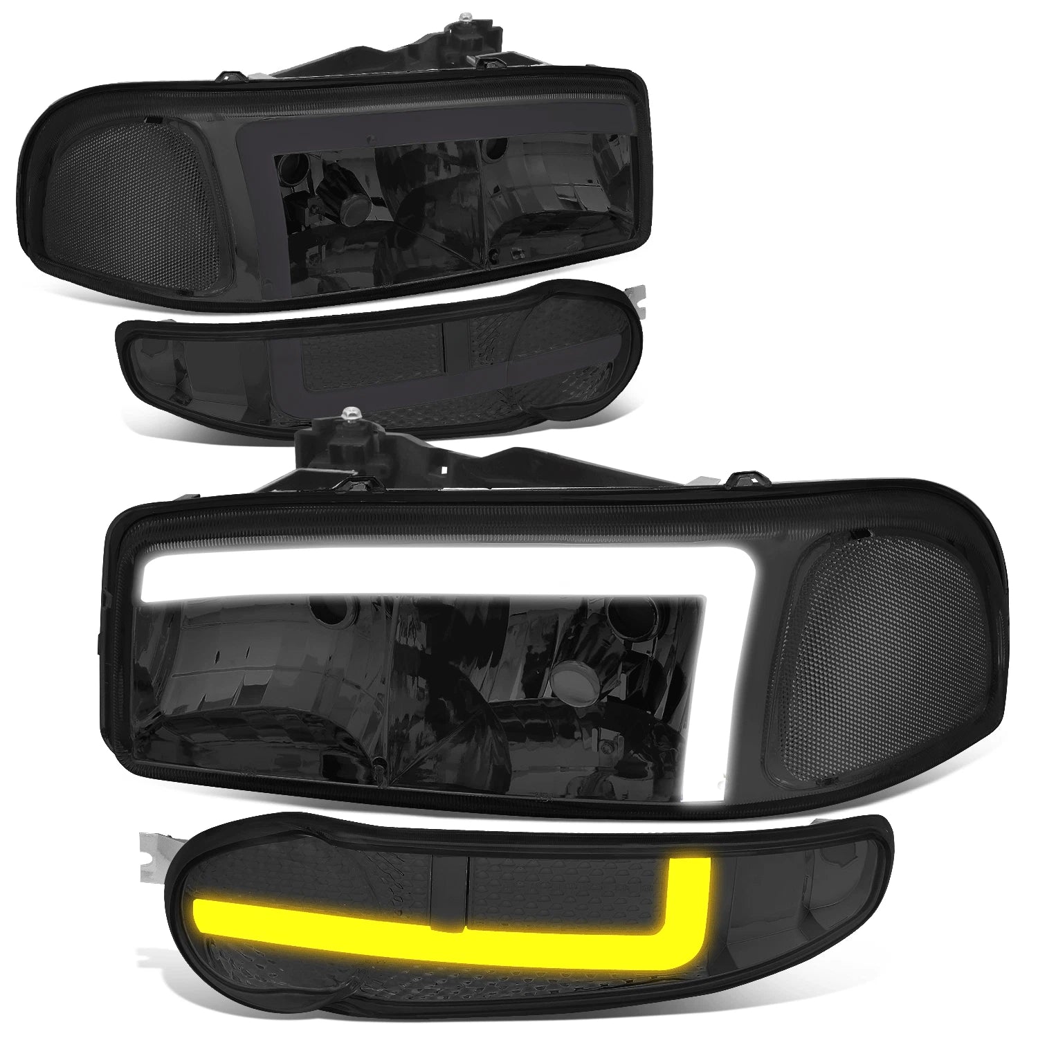 LED Bumper Headlight for GMC Sierra Yukon Denali (2001–2007) Smoked/Clear