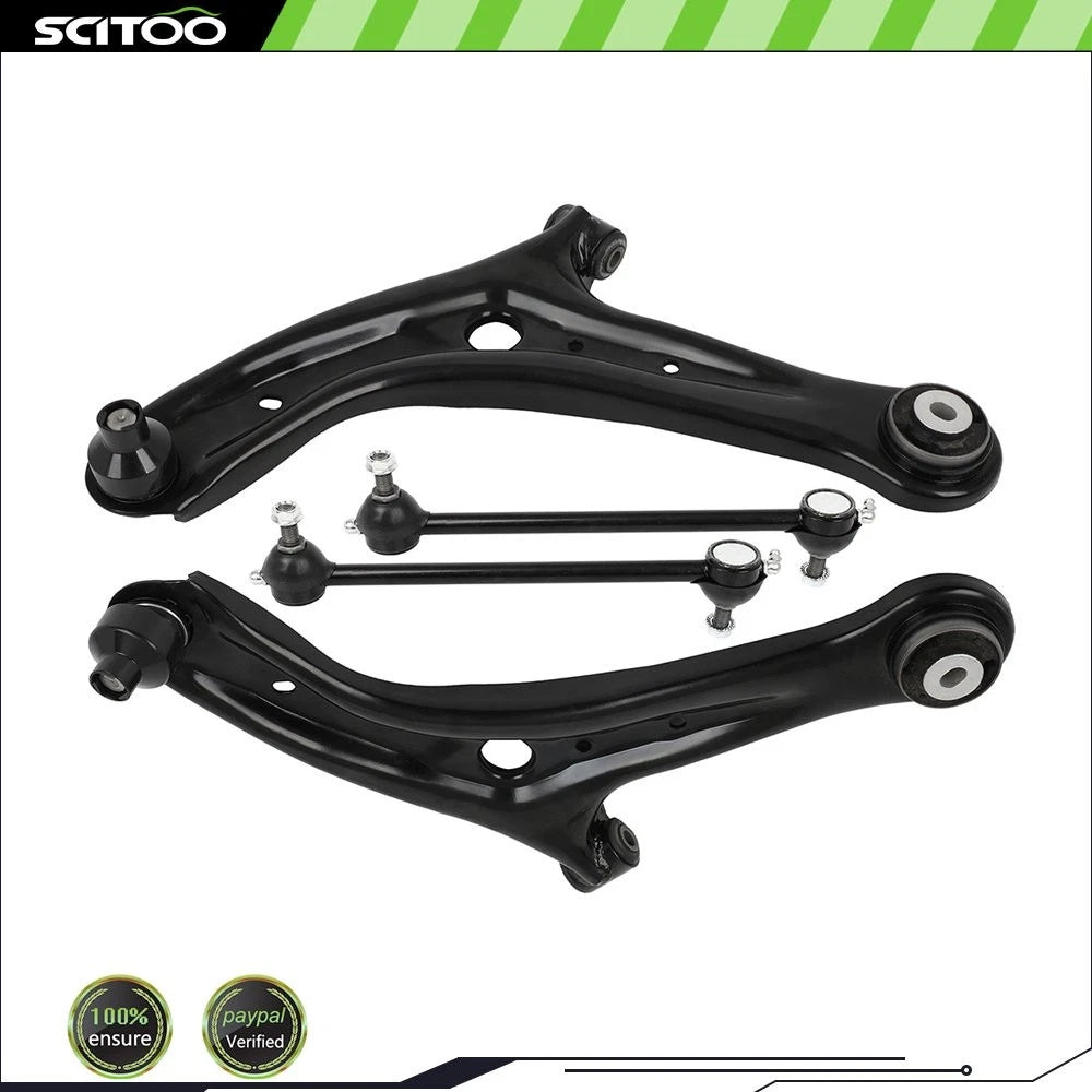 Set of 4 Front Lower Control Arms w/ Ball Joints & Sway Bar End Links for Ford Fiesta
