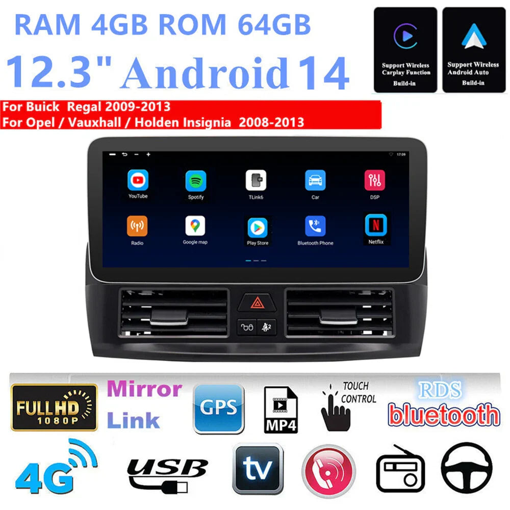 12.3'' Car Stereo Radio GPS Head Unit Wifi for Holden Insignia (2008-2013)