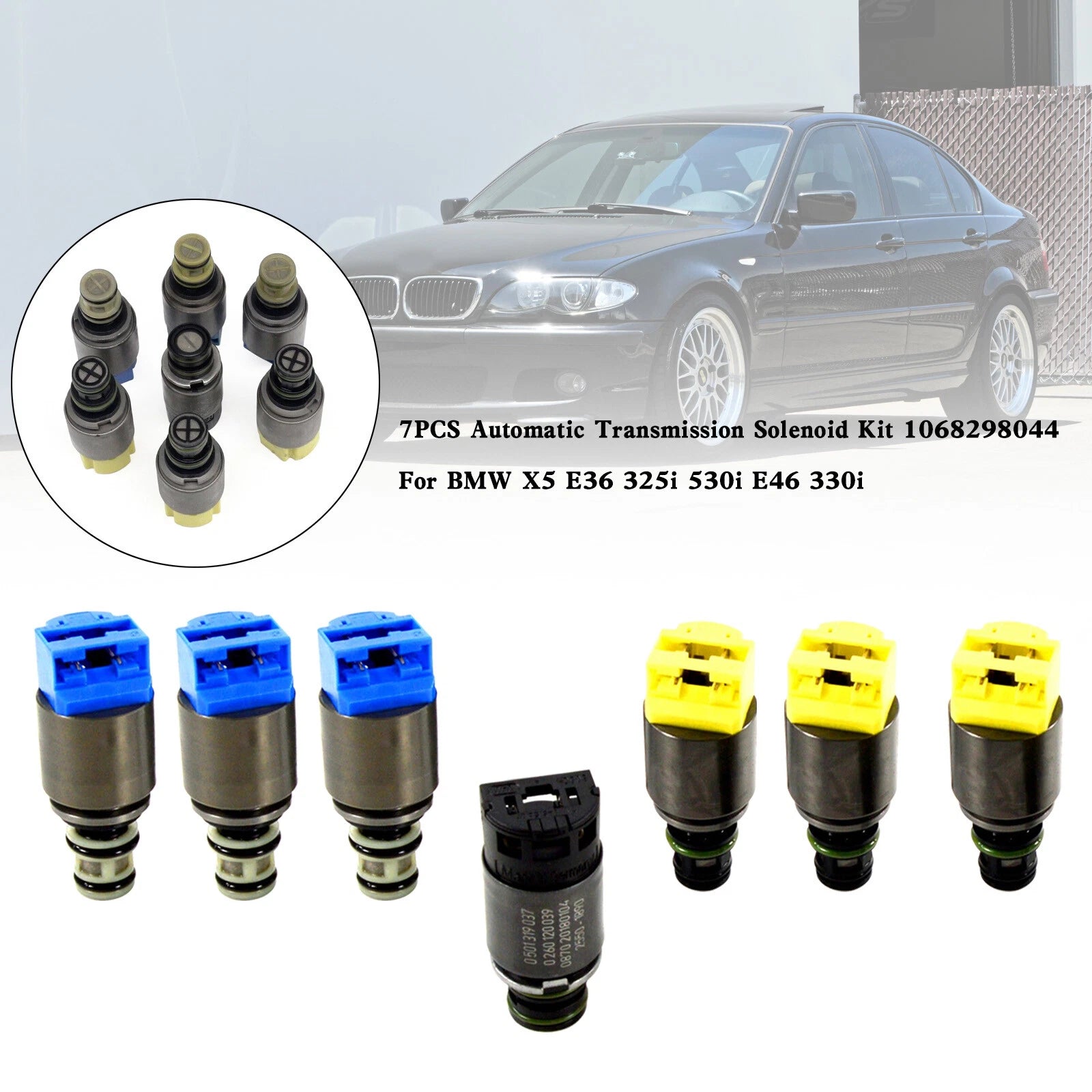 7PCS Automatic Transmission Solenoid Kit 1068298044 for BMW Land Rover Jaguar