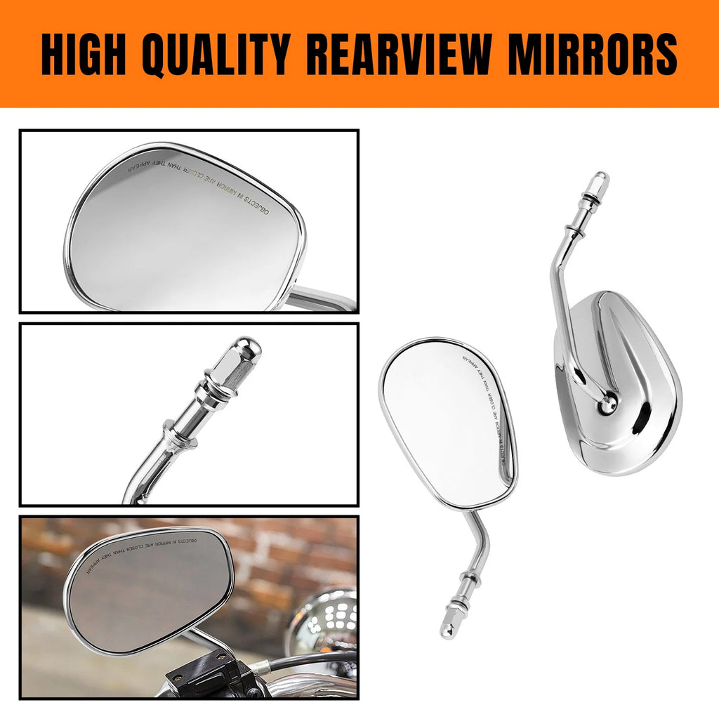Teardrop Rear View Mirrors for Harley Touring Dyna Softail Sportster