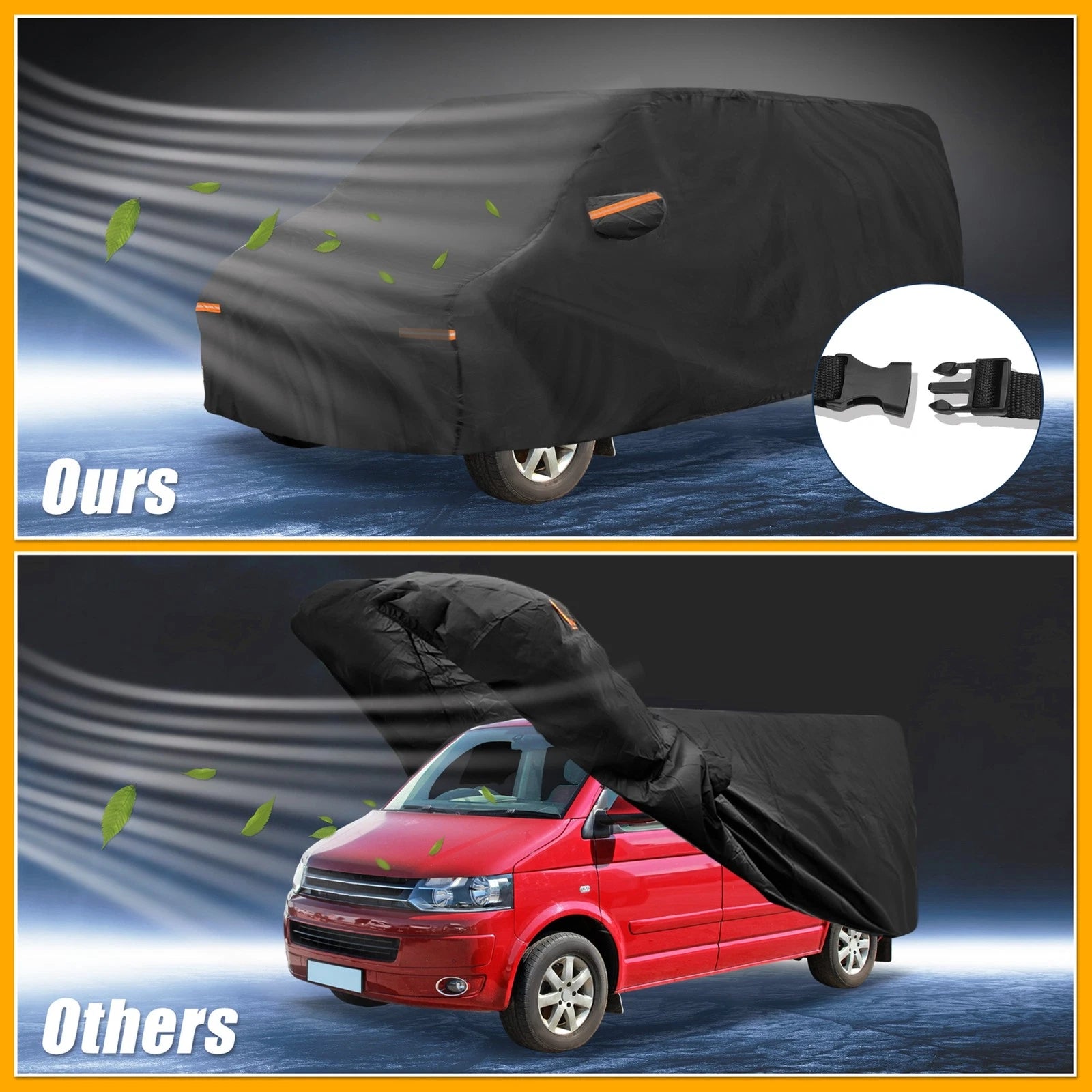 Waterproof Car Cover for Volkswagen T5 SWB (2003–2015) W/ Reflective Straps