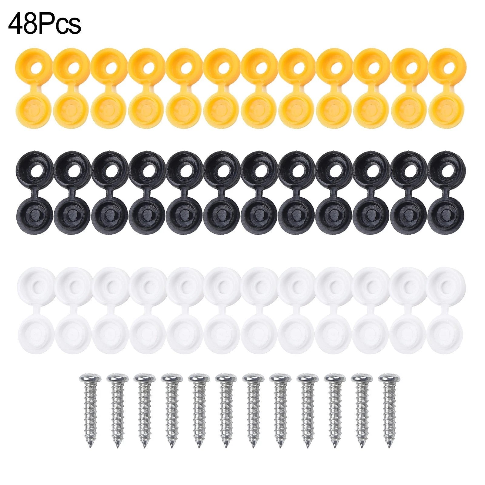 Set of 12 Screws & 36 Hinged Covers for Car Number Plate