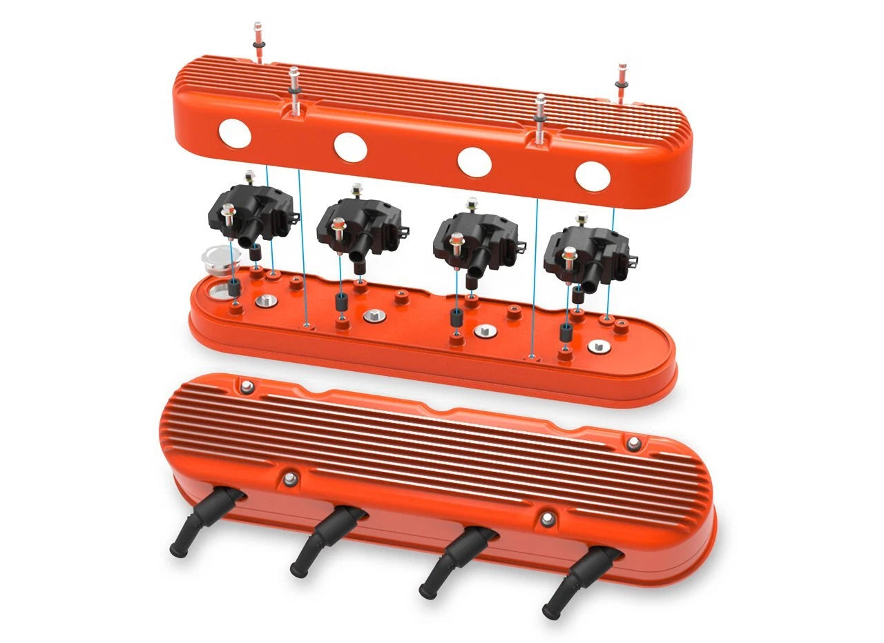 Holley Valve Covers Cast Aluminum w Integrated Coil Covers for LS Engines (—)