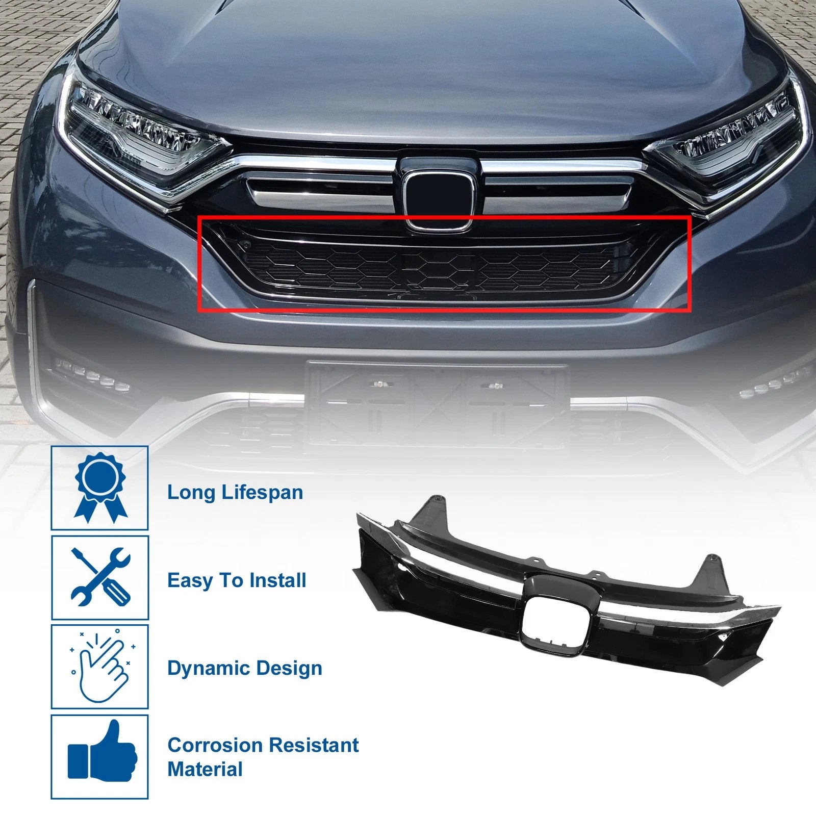 Front Lower Hood Bumper Grille for Honda CR-V (2015–2016) No. 71121T1WA01