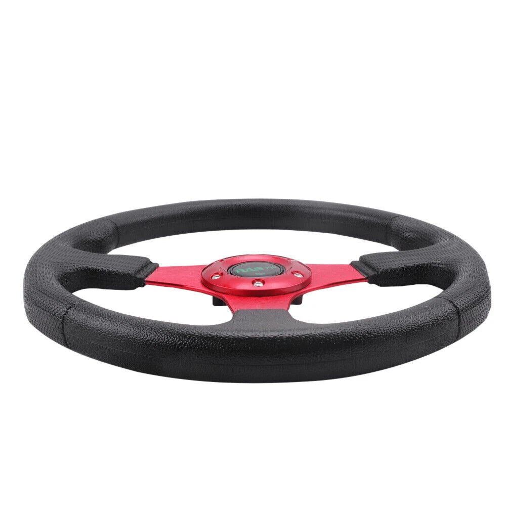 6 Bolt 14" Racing Steering Wheel for Universal Fit (Drifting) - Red Aluminum