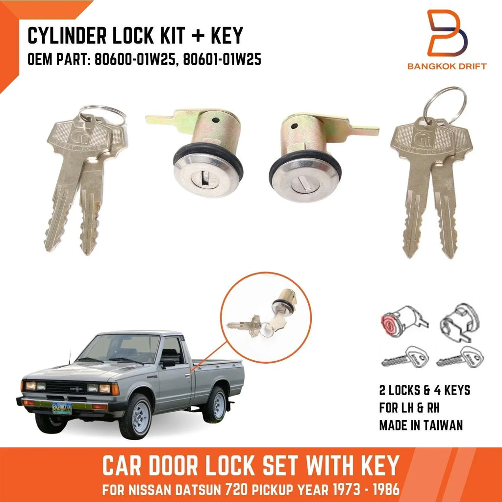 Door Lock Cylinders Set with Keys for Nissan Datsun 720 Pickup (73-86)