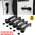 Set of 5 Exterior Door Handle & Tailgate Cover Trim for Jeep Wrangler JK (2007–2018)