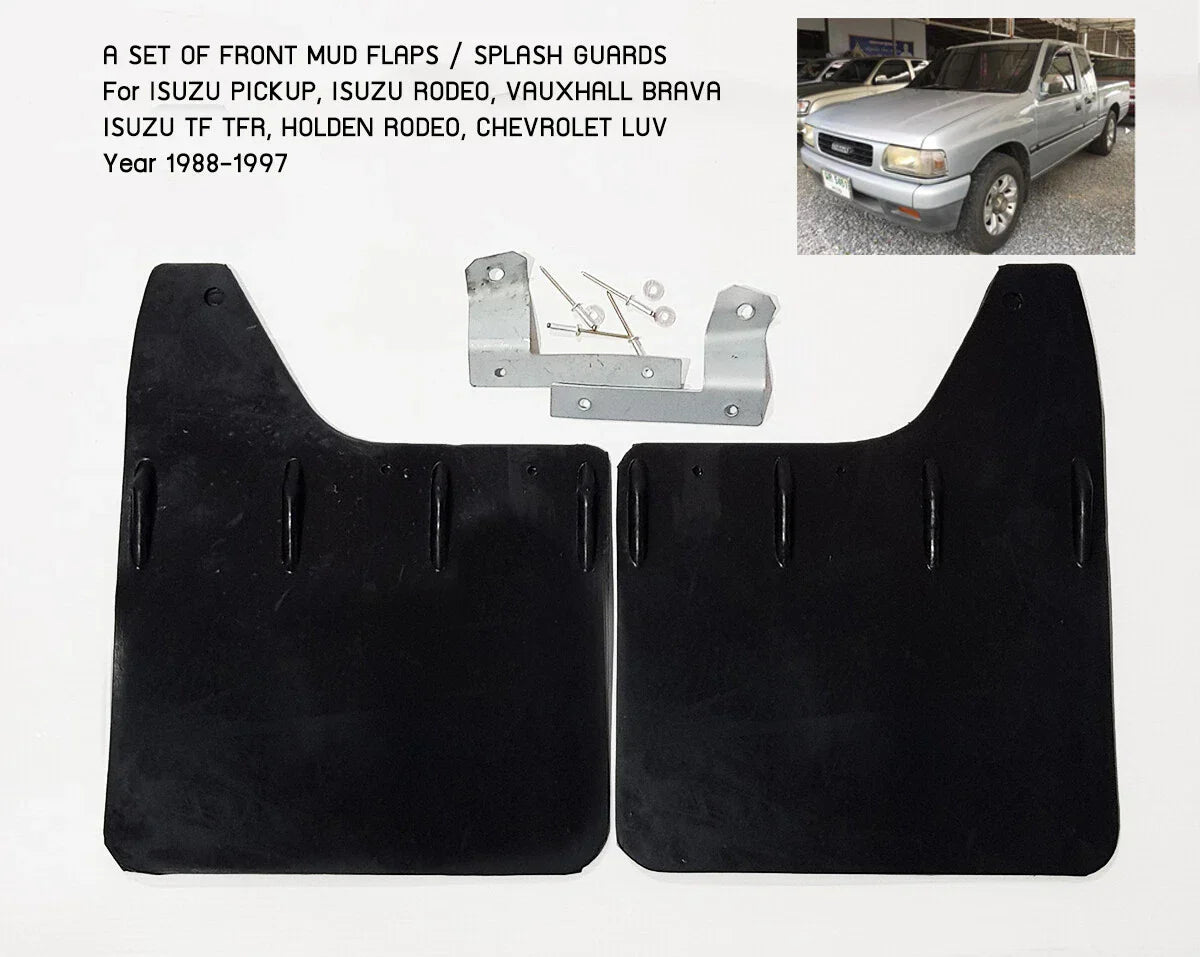 Front Mud Flaps Splash Guards for Holden TF Rodeo Isuzu 88-97 (Black Rubber)