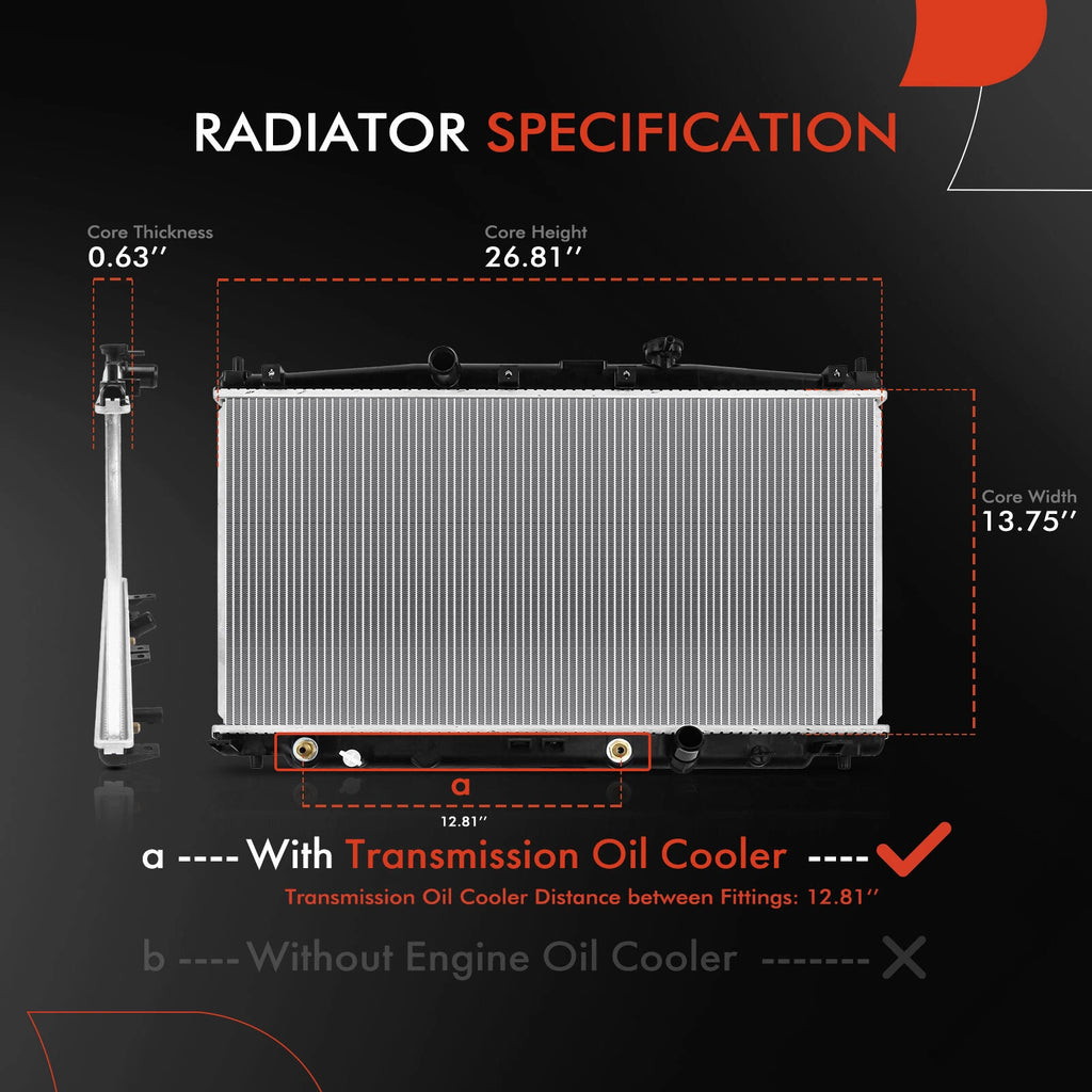 Radiator with Trans Oil Cooler for Honda CR-Z (2011–2016)