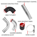 12PCS 2.5" Intercooler Piping Kit with T-Bolt Clamps & Silicone Couplers