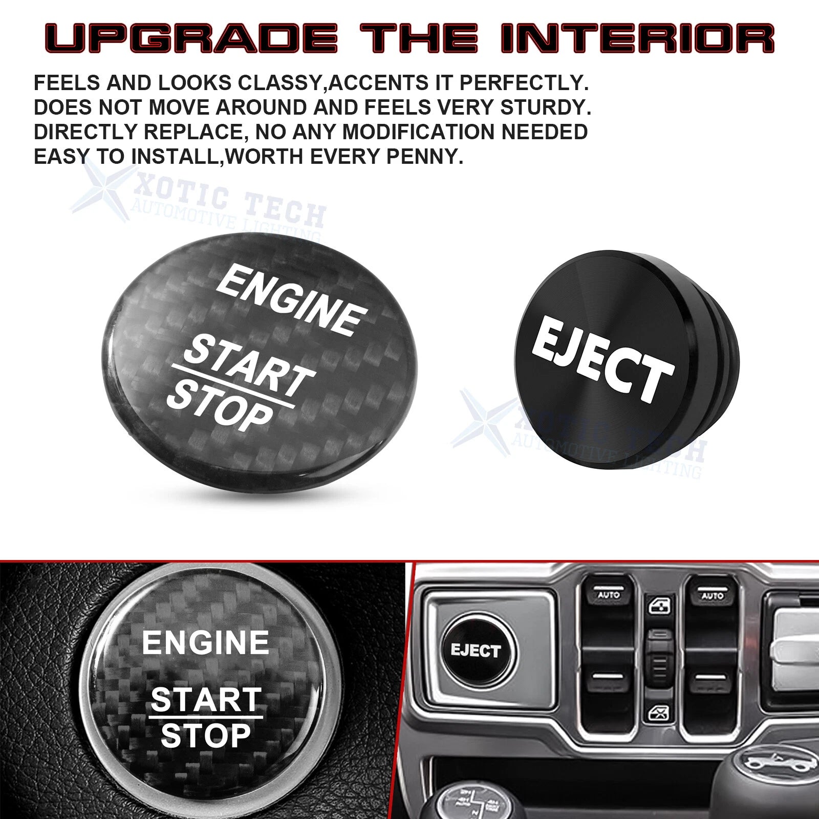 Carbon Engine Start and Cigarette Lighter Eject Button Trim for Mercedes (2011-2022)