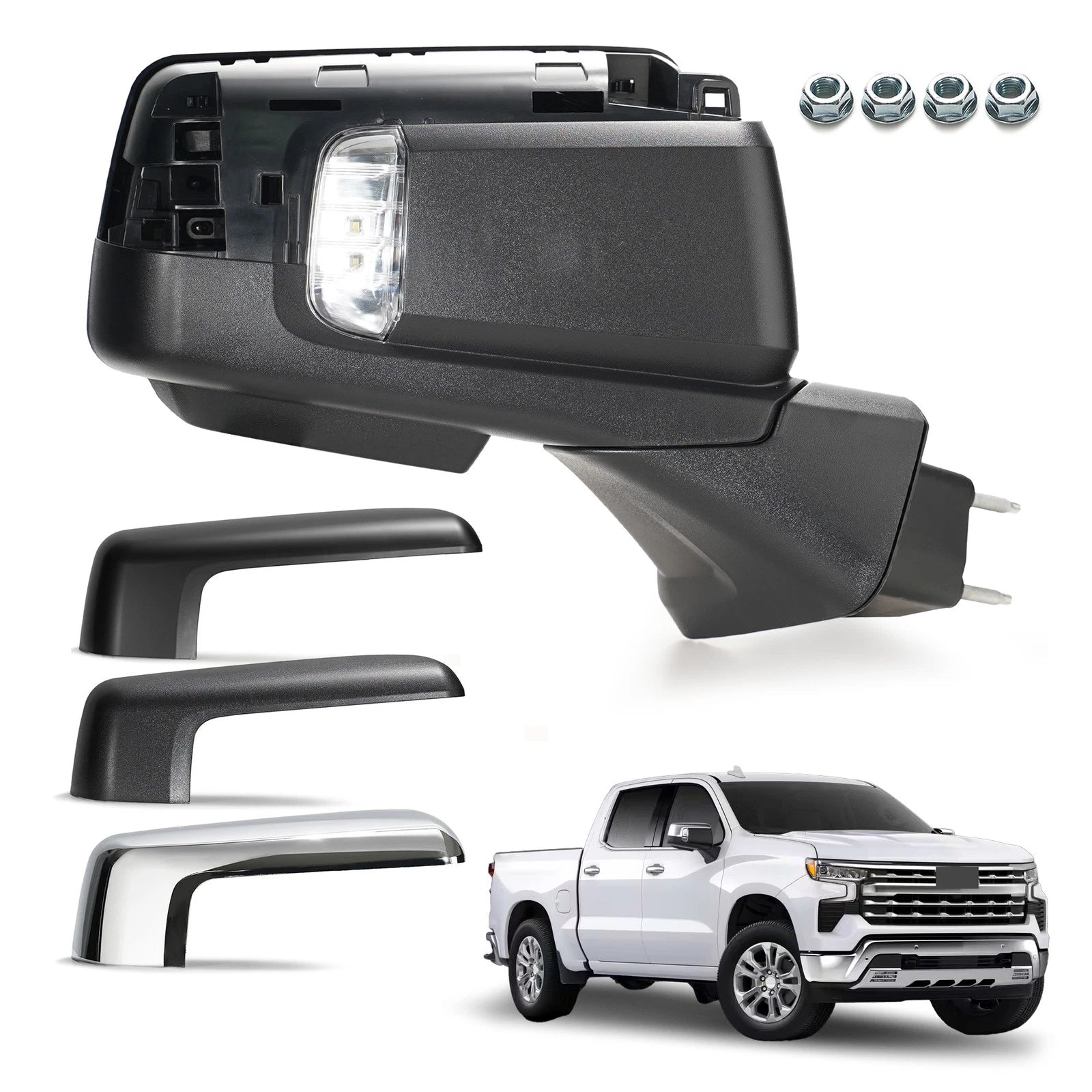Heated Side Mirror with LED for Chevy Silverado 1500 (2019–2024) 15 Pins Right