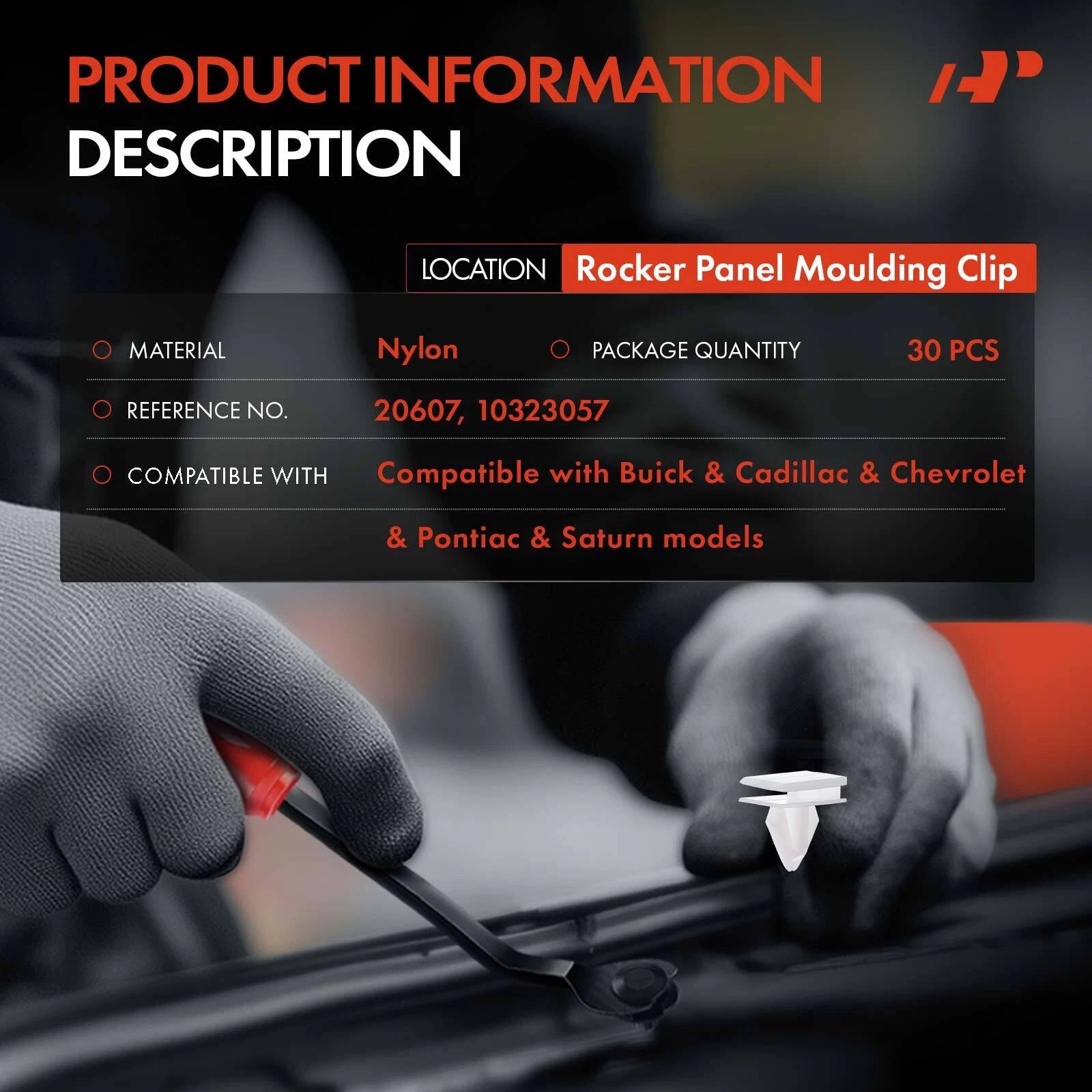 30Pcs Rocker Panel Moulding Clips for Chevy