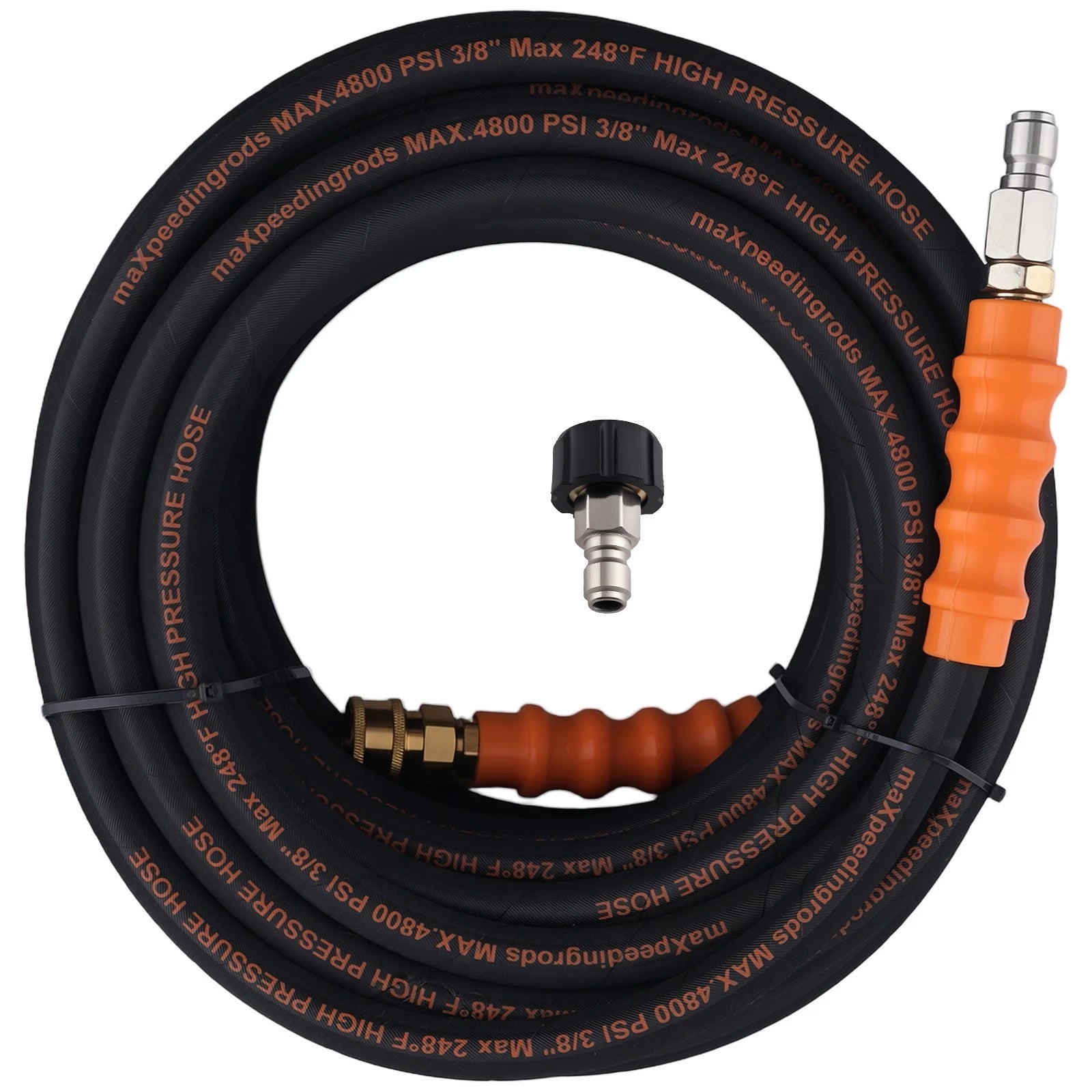 3/8" x 75FT Pressure Washer Hose Kit 4800PSI Steel Wire Braided (Max 248°F)