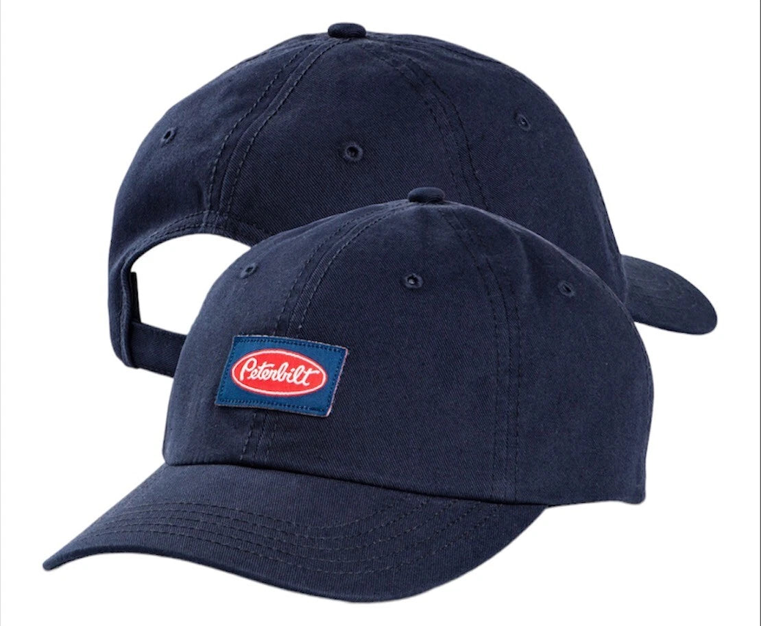 Woven Label Trucker Hat for Peterbilt Trucks (Vintage, Navy)