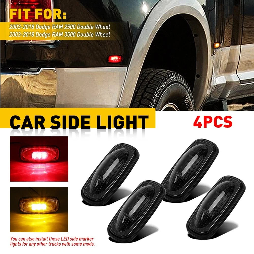 Set of 4 Smoked Side Fender Marker Lights for RAM 2500 3500